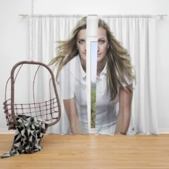 Petra Kvitova Spirited Tennis Player Window Curtain