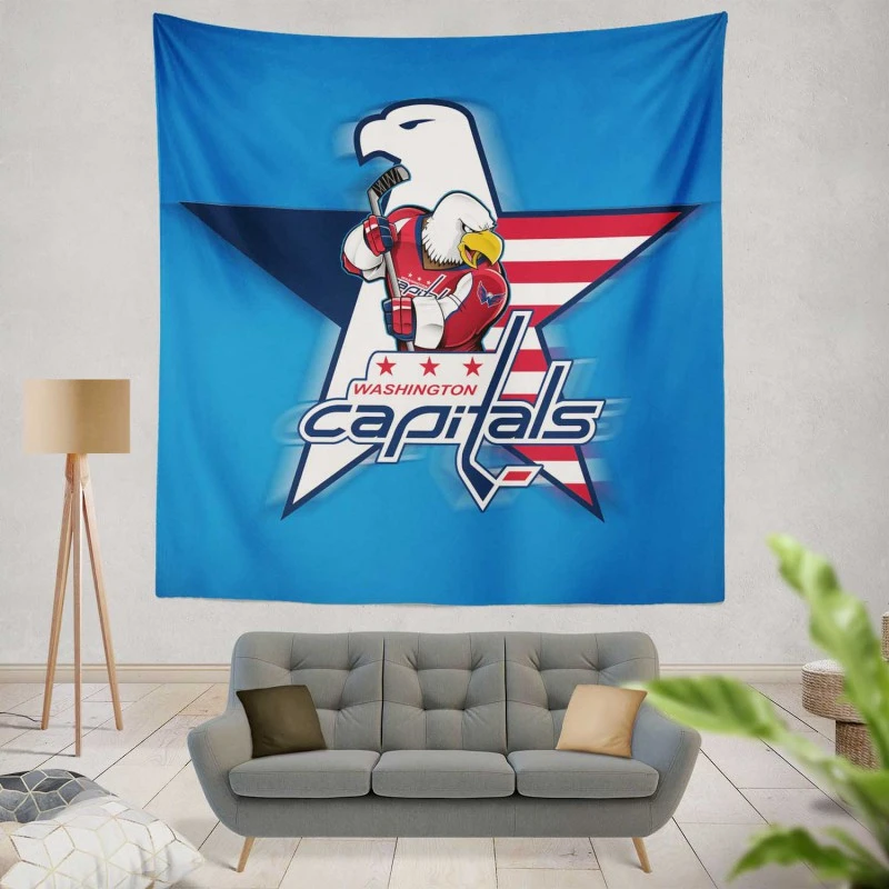 Popular American Hockey Team Washington Capitals Tapestry