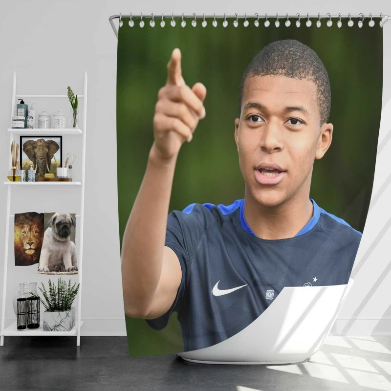 Popular Football Player Kylian Mbappe Shower Curtain