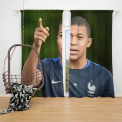 Popular Football Player Kylian Mbappe Window Curtain