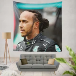 Popular Formula 1 Driver Lewis Hamilton Tapestry
