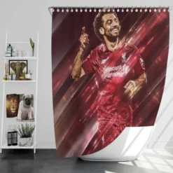 Popular Liverpool Sports Player Mohamed Salah Shower Curtain