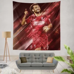 Popular Liverpool Sports Player Mohamed Salah Tapestry