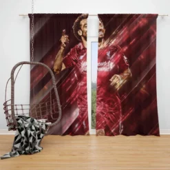 Popular Liverpool Sports Player Mohamed Salah Window Curtain