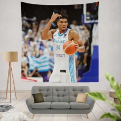 Popular NBA Basketball Player Giannis Antetokounmpo Tapestry