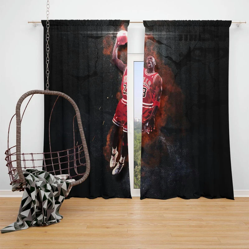 Popular NBA Basketball Player Michael Jordan Window Curtain