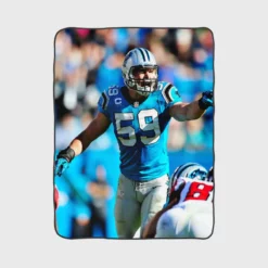 Popular NFL Football Player Luke Kuechly Fleece Blanket 1