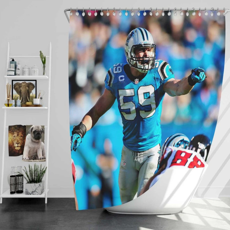 Popular NFL Football Player Luke Kuechly Shower Curtain