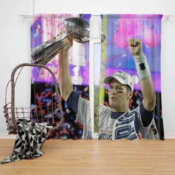 Popular NFL Footballer Tom Brady Window Curtain