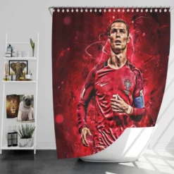 Portugal Captain sports Player Cristiano Ronaldo Shower Curtain