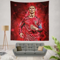 Portugal Captain sports Player Cristiano Ronaldo Tapestry