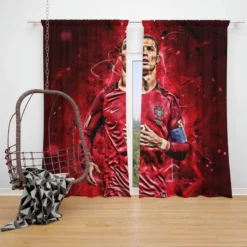 Portugal Captain sports Player Cristiano Ronaldo Window Curtain