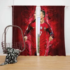 Portugal Soccer Player Cristiano Ronaldo Window Curtain