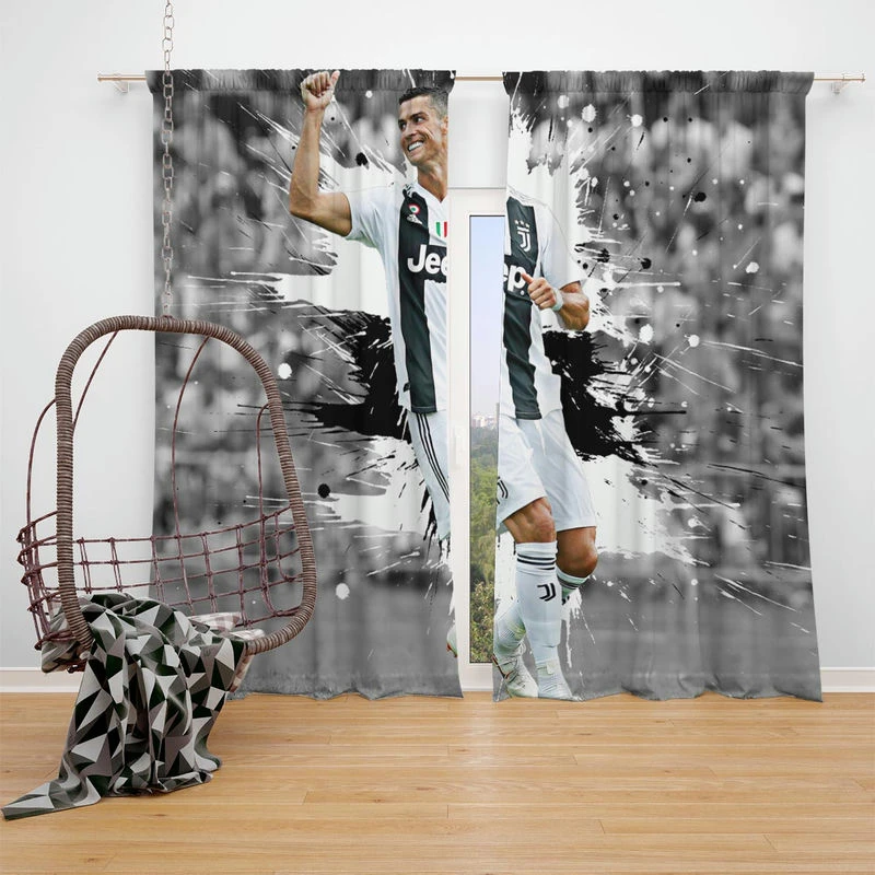 Portuguese Soccer Player Cristiano Ronaldo Window Curtain