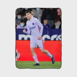 Powerful Barcelona Football Player Pedri Fleece Blanket 1