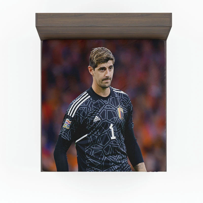 Powerful Belgium Football Thibaut Courtois Fitted Sheet