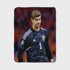 Powerful Belgium Football Thibaut Courtois Fleece Blanket 1