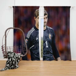 Powerful Belgium Football Thibaut Courtois Window Curtain