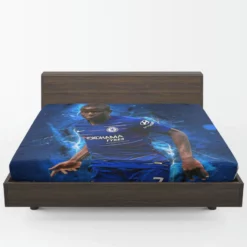 Powerful Chelsea Soccer Player N Golo Kante Fitted Sheet 1