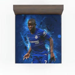 Powerful Chelsea Soccer Player N Golo Kante Fitted Sheet