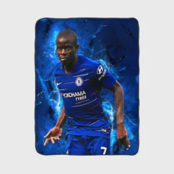 Powerful Chelsea Soccer Player N Golo Kante Fleece Blanket 1