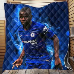 Powerful Chelsea Soccer Player N Golo Kante Quilt Blanket