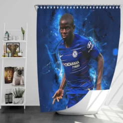 Powerful Chelsea Soccer Player N Golo Kante Shower Curtain