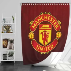 Powerful English Football Club Manchester United Logo Shower Curtain