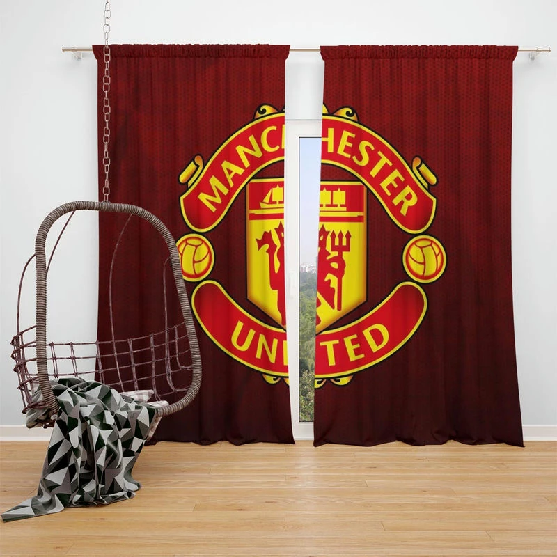 Powerful English Football Club Manchester United Logo Window Curtain