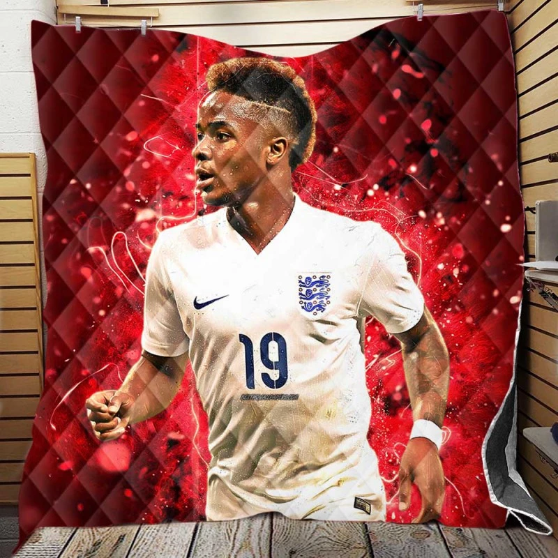 Powerful Football Raheem Sterling Quilt Blanket