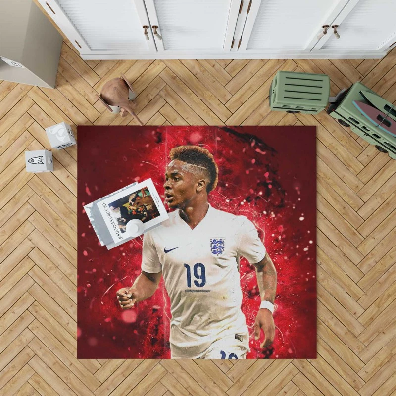 Powerful Football Raheem Sterling Rug