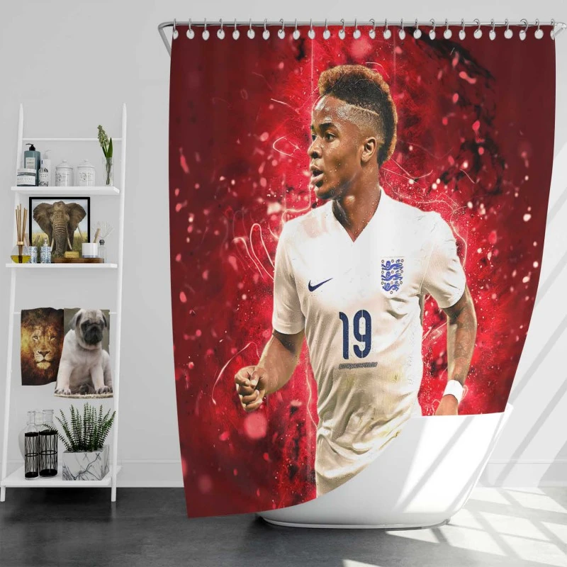 Powerful Football Raheem Sterling Shower Curtain