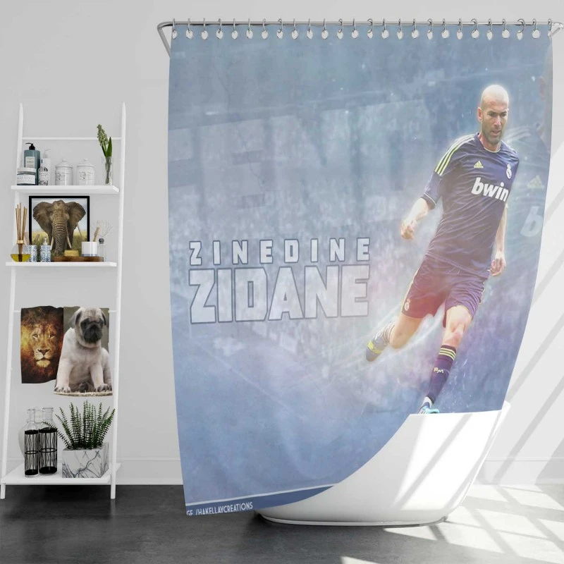 Powerful Madrid Football Zinedine Zidane Shower Curtain