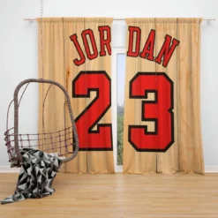Powerful NBA Basketball Player Michael Jordan 23 Window Curtain