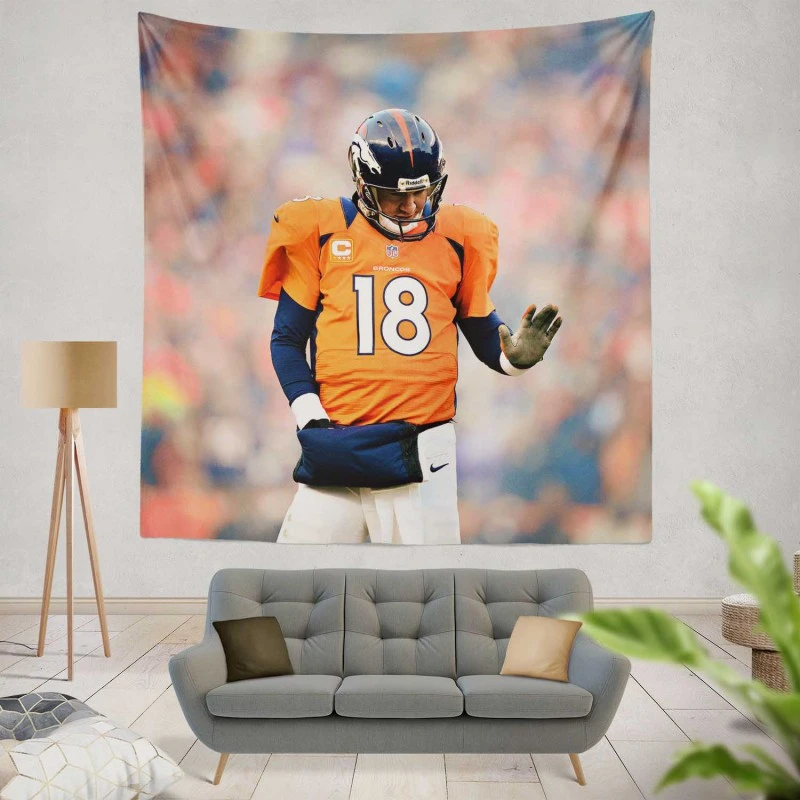 Powerful NFL Football Player Peyton Manning Tapestry