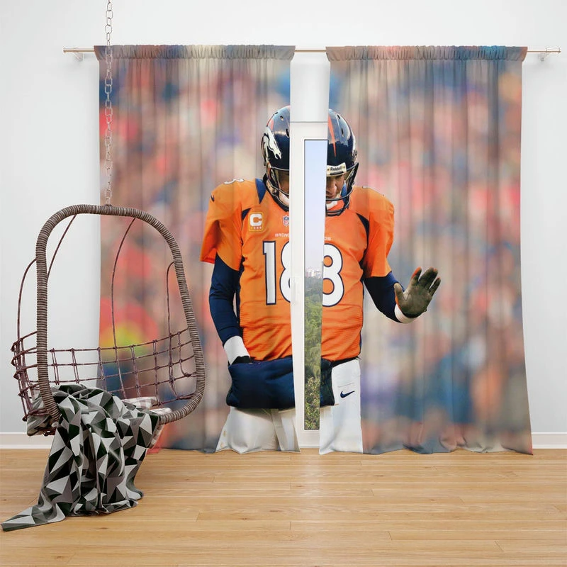 Powerful NFL Football Player Peyton Manning Window Curtain