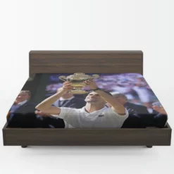 Powerful Serbian Tennis Player Novak Djokovic Fitted Sheet 1