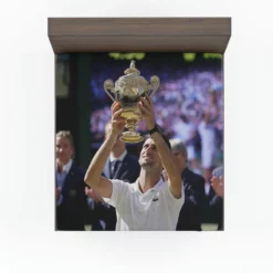 Powerful Serbian Tennis Player Novak Djokovic Fitted Sheet