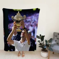 Powerful Serbian Tennis Player Novak Djokovic Fleece Blanket