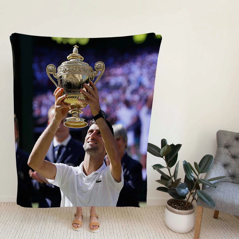 Powerful Serbian Tennis Player Novak Djokovic Fleece Blanket