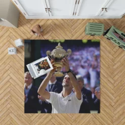 Powerful Serbian Tennis Player Novak Djokovic Rug