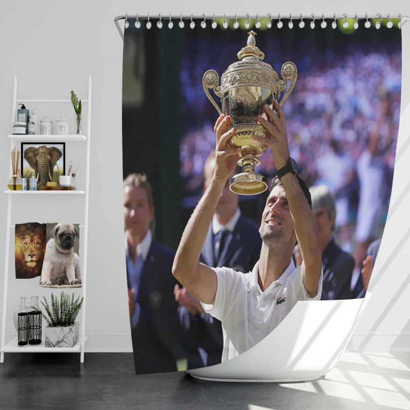 Powerful Serbian Tennis Player Novak Djokovic Shower Curtain
