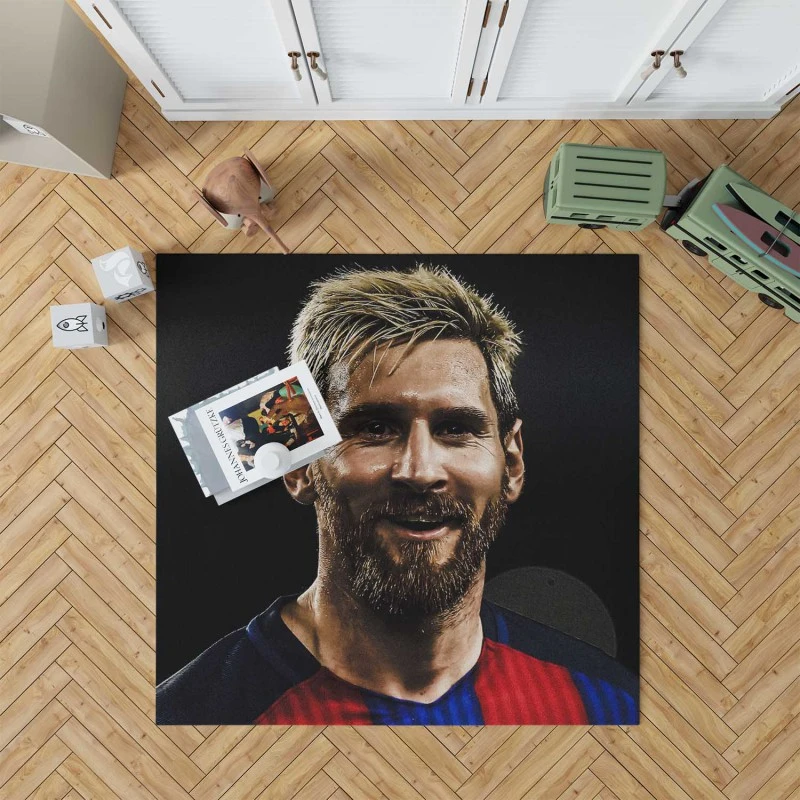 Powerful Soccer Player Lionel Messi Rug