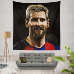 Powerful Soccer Player Lionel Messi Tapestry