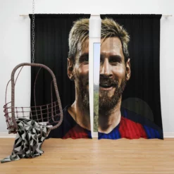 Powerful Soccer Player Lionel Messi Window Curtain