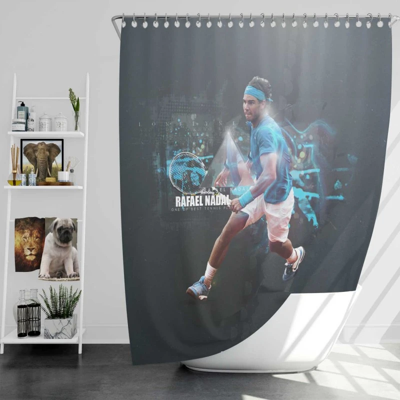 Powerful Tennis PlayerRafael Nadal Shower Curtain