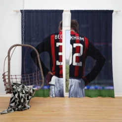 Powerfull British Soccer Player David Beckham Window Curtain