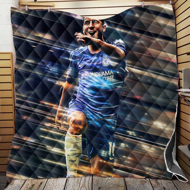 Powerfull Chelsea Soccer Player Eden Hazard Quilt Blanket