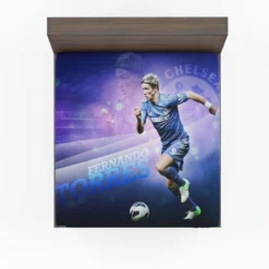 Powerfull Chelsea Soccer Player Fernando Torres Fitted Sheet