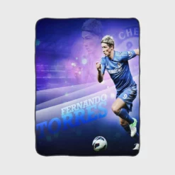 Powerfull Chelsea Soccer Player Fernando Torres Fleece Blanket 1